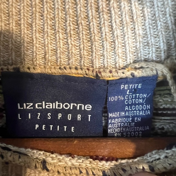 Nordic Fair Isle Smock Neck Sweater Large 100% Cotton - Picture 7 of 9